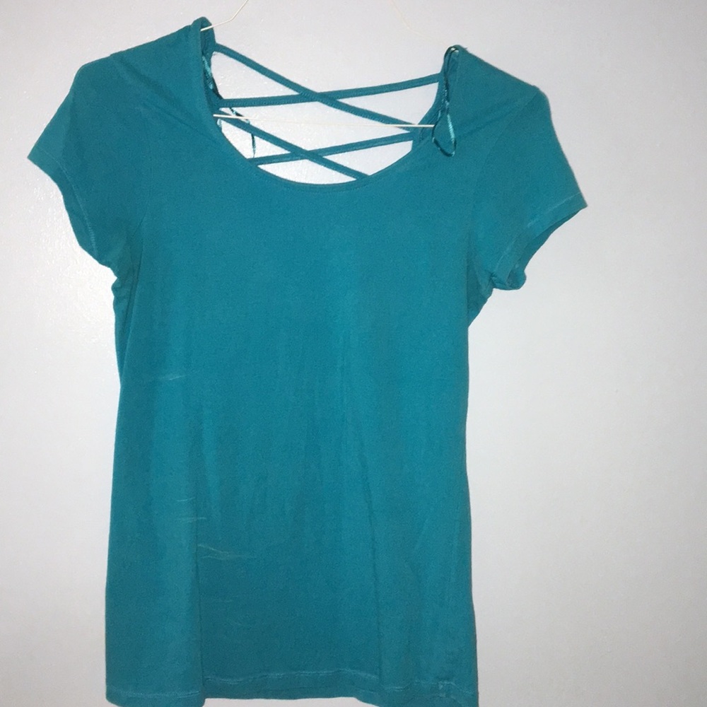 Blue sexy back top